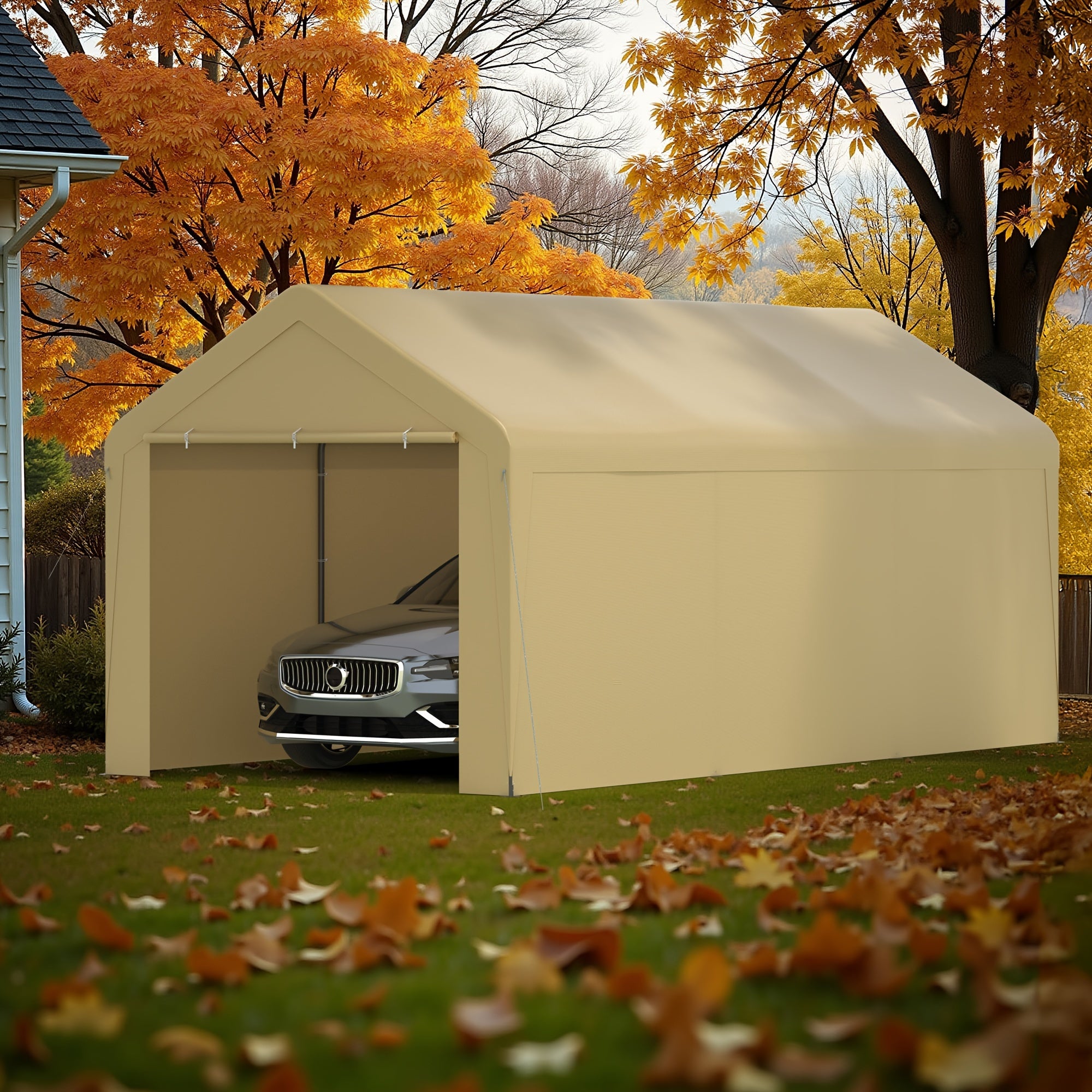 10 x 20 Heavy Duty Carport Canopy with Removable Sidewall, Weatherprooof