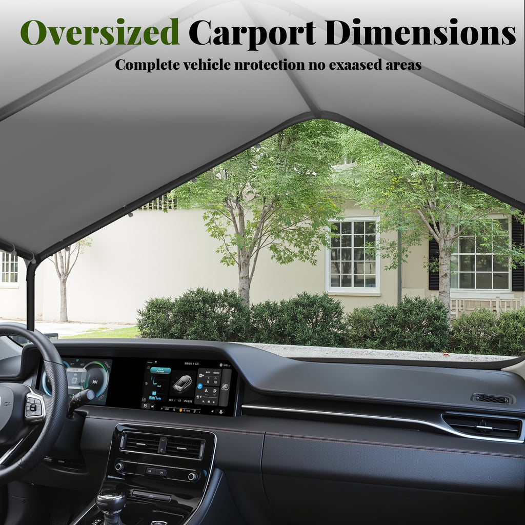 10x20 Carport Heavy Duty Portable Garage Shelter, UV-Resistant & Weatherproof Top Cover