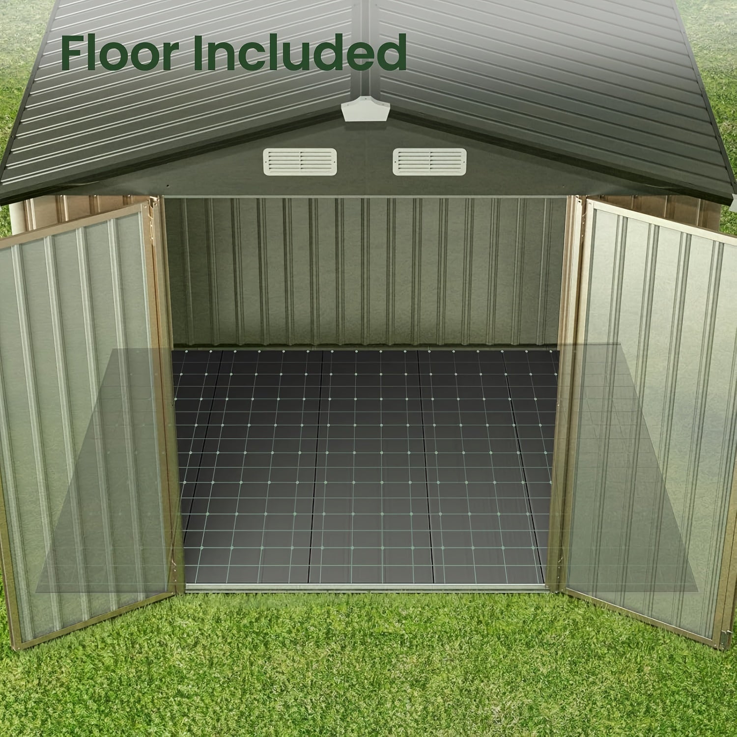 6x4ft Heavy-Duty Outdoor Metal Storage Shed with Floor - All-Weather Galvanized Steel Construction