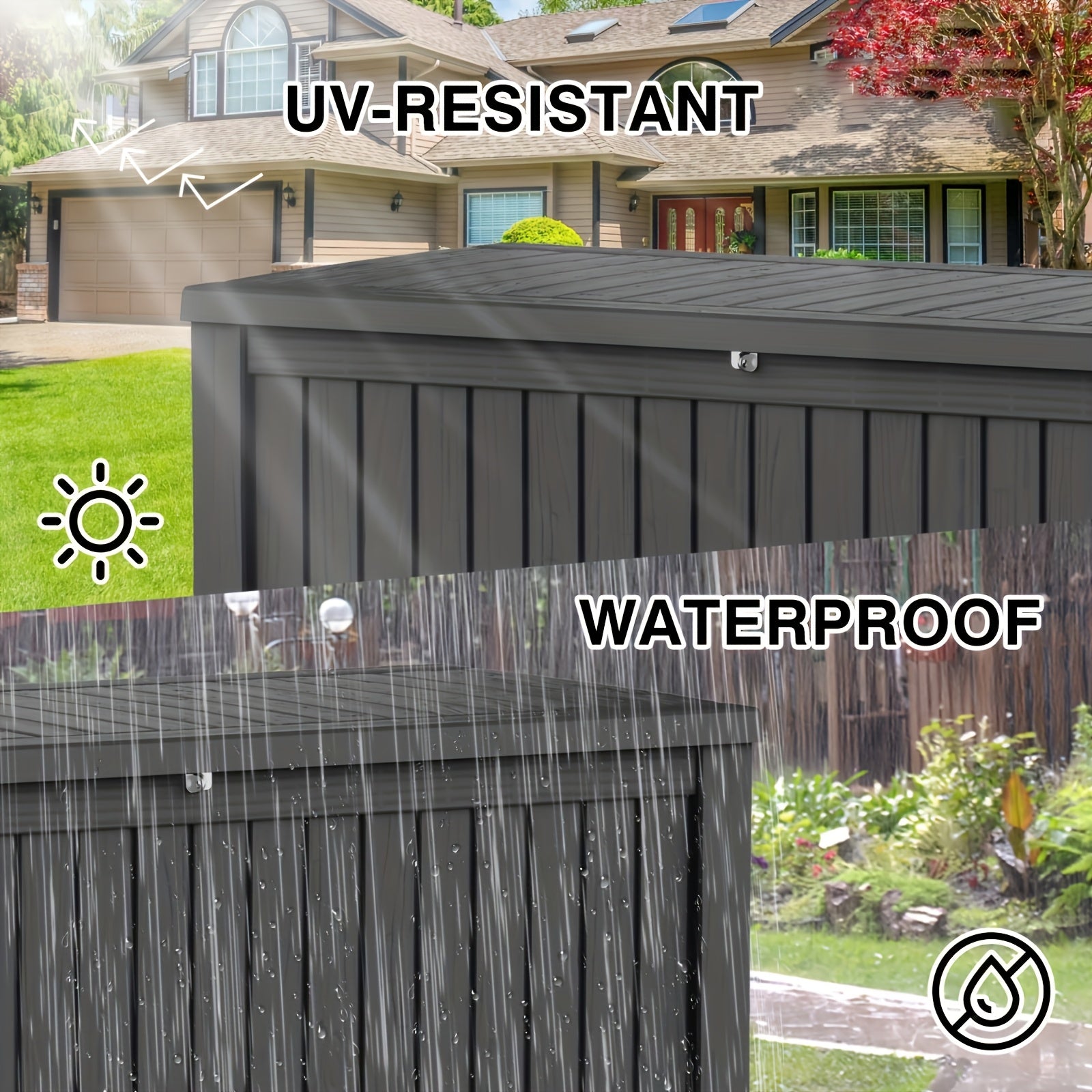 161Gallon Outdoor Storage Box, Resin Waterproof and UV Resistant