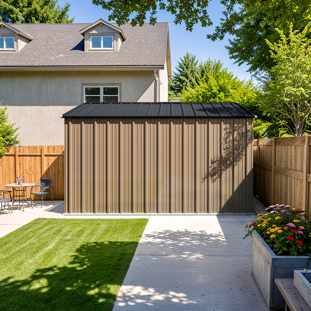 10 X 10ft Metal Storage Shed with Frame Floor and Goods Shelf
