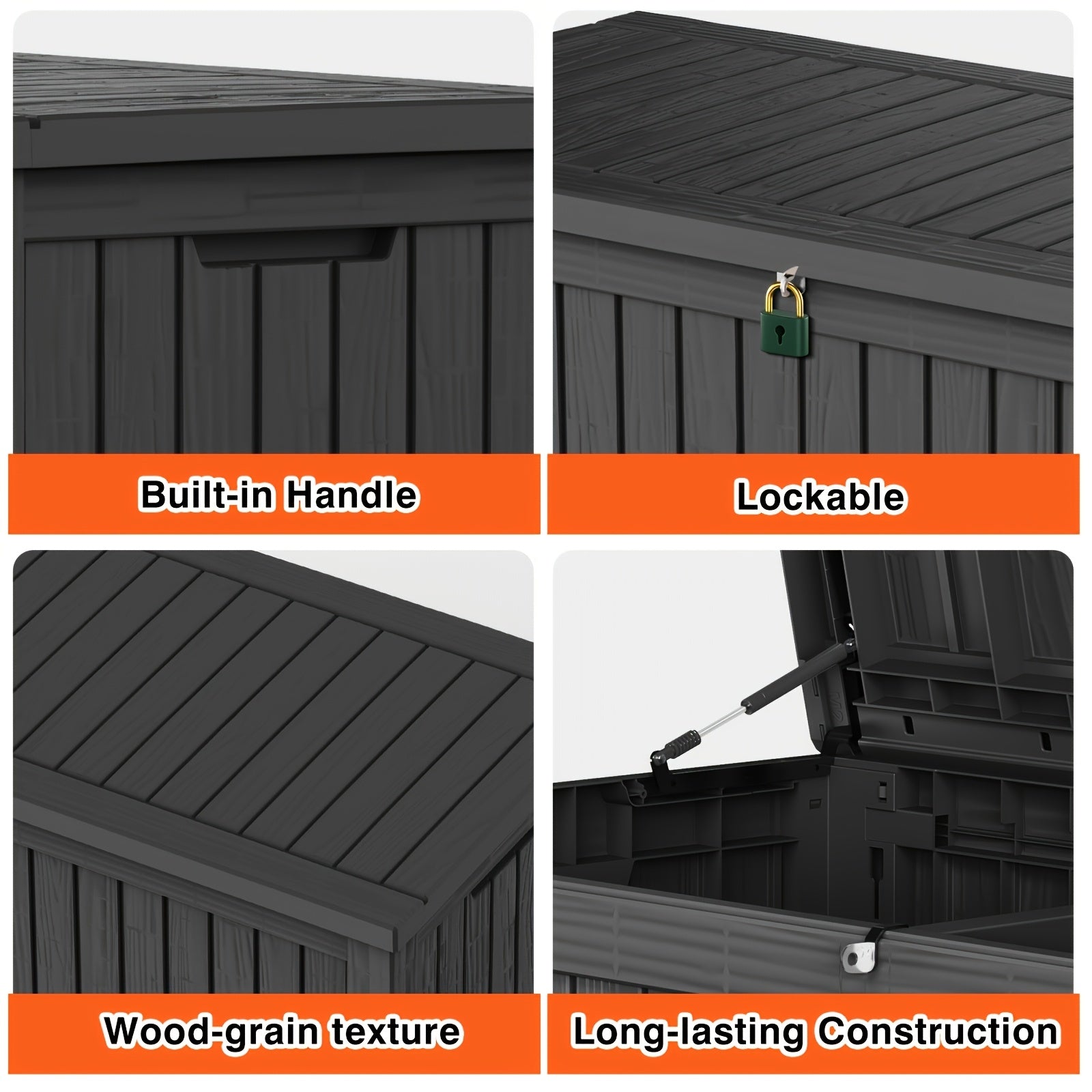 161Gallon Outdoor Storage Box, Resin Waterproof and UV Resistant