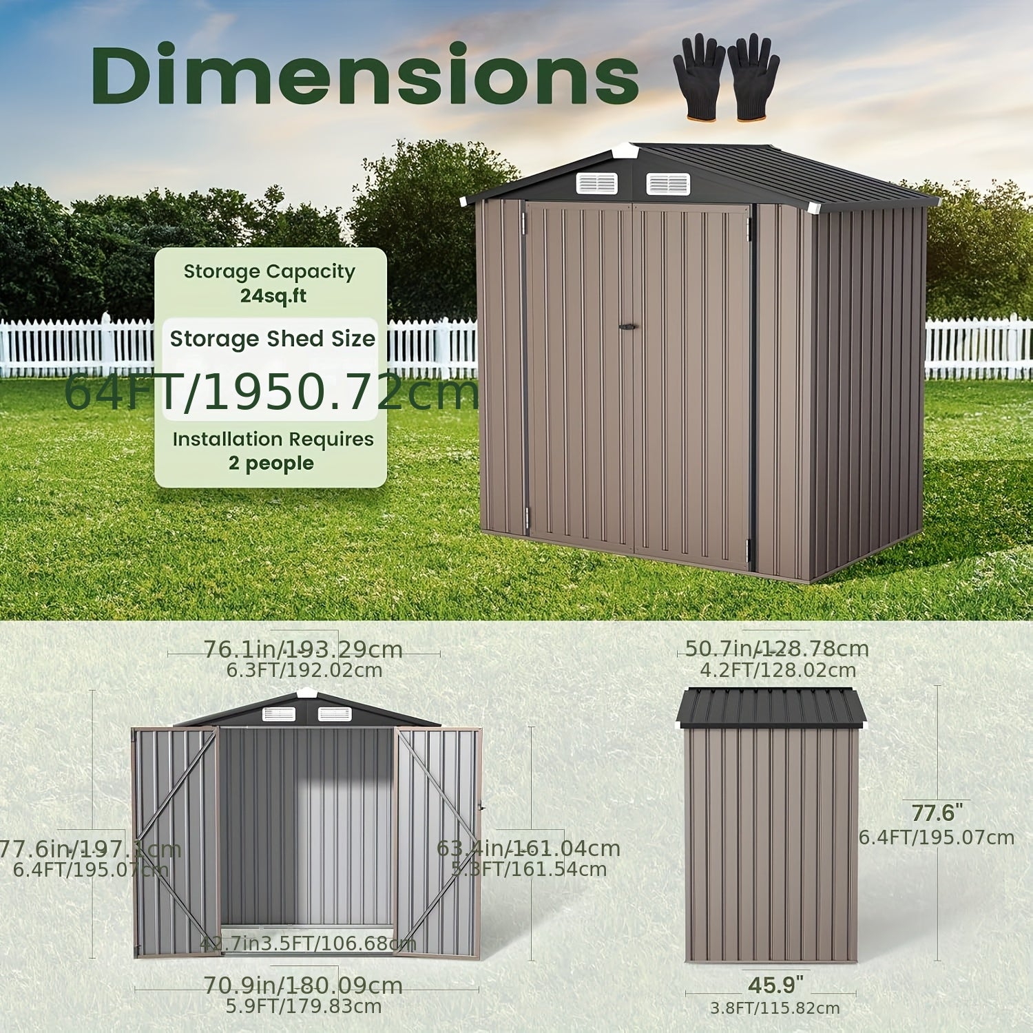 [Metal Storage Shed] Size options below