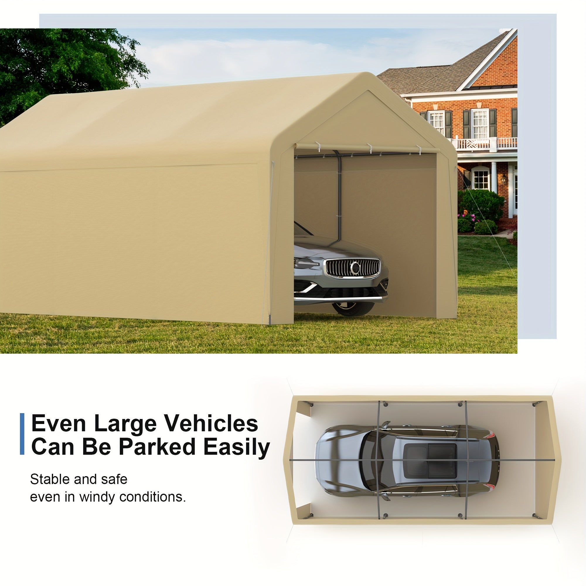 10 x 20 Heavy Duty Carport Canopy with Removable Sidewall, Weatherprooof