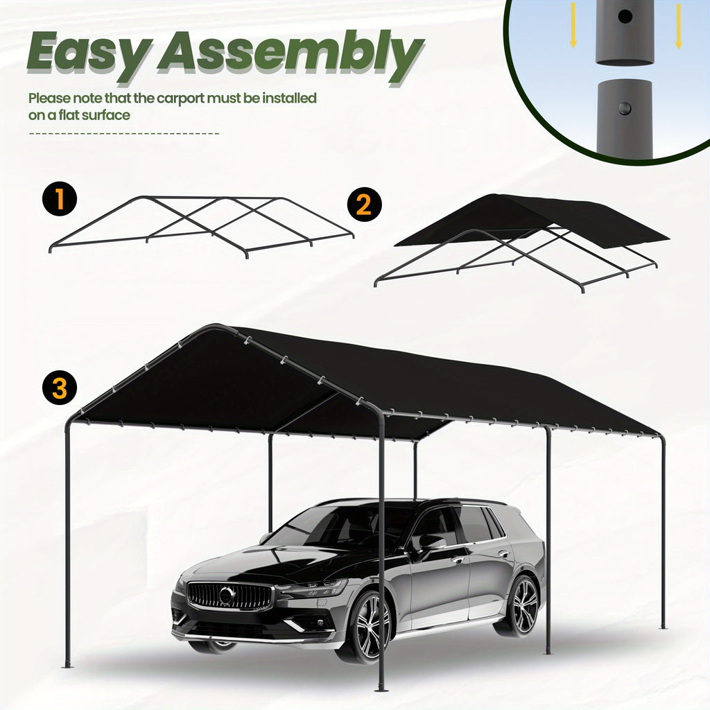 10x20 Carport Heavy Duty Portable Garage Shelter, UV-Resistant & Weatherproof Top Cover