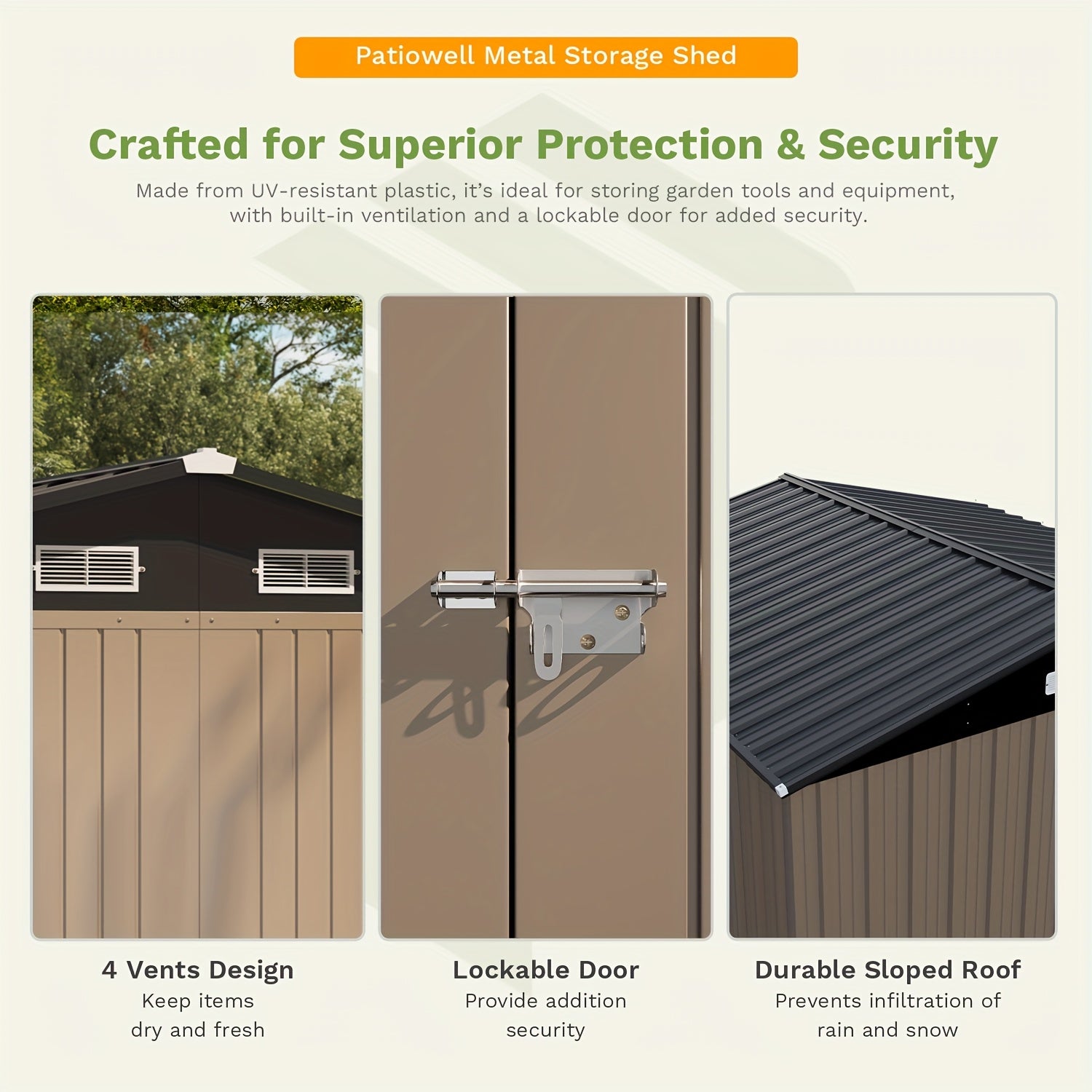 10 X 10ft Metal Storage Shed with Frame Floor and Goods Shelf