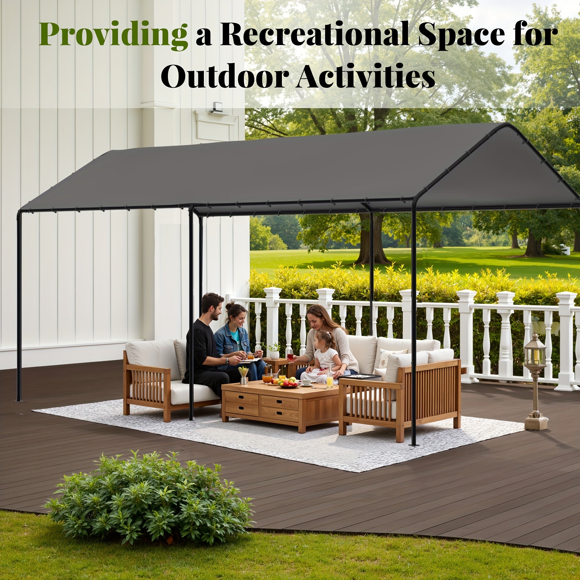 10x20 Carport Heavy Duty Portable Garage Shelter, UV-Resistant & Weatherproof Top Cover