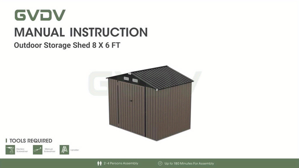 6x4ft Heavy-Duty Outdoor Metal Storage Shed with Floor - All-Weather Galvanized Steel Construction