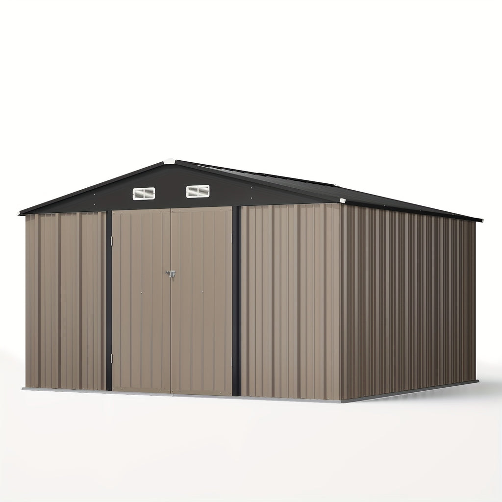 10 X 10ft Metal Storage Shed with Frame Floor and Goods Shelf