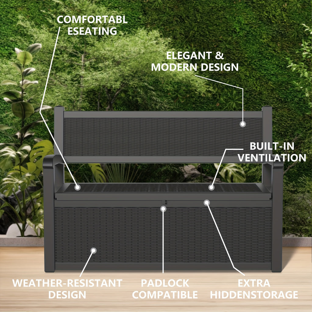 70 Gallon Heavy-Duty Resin Storage Bench Deck Box - All-Weather Outdoor Patio Furniture