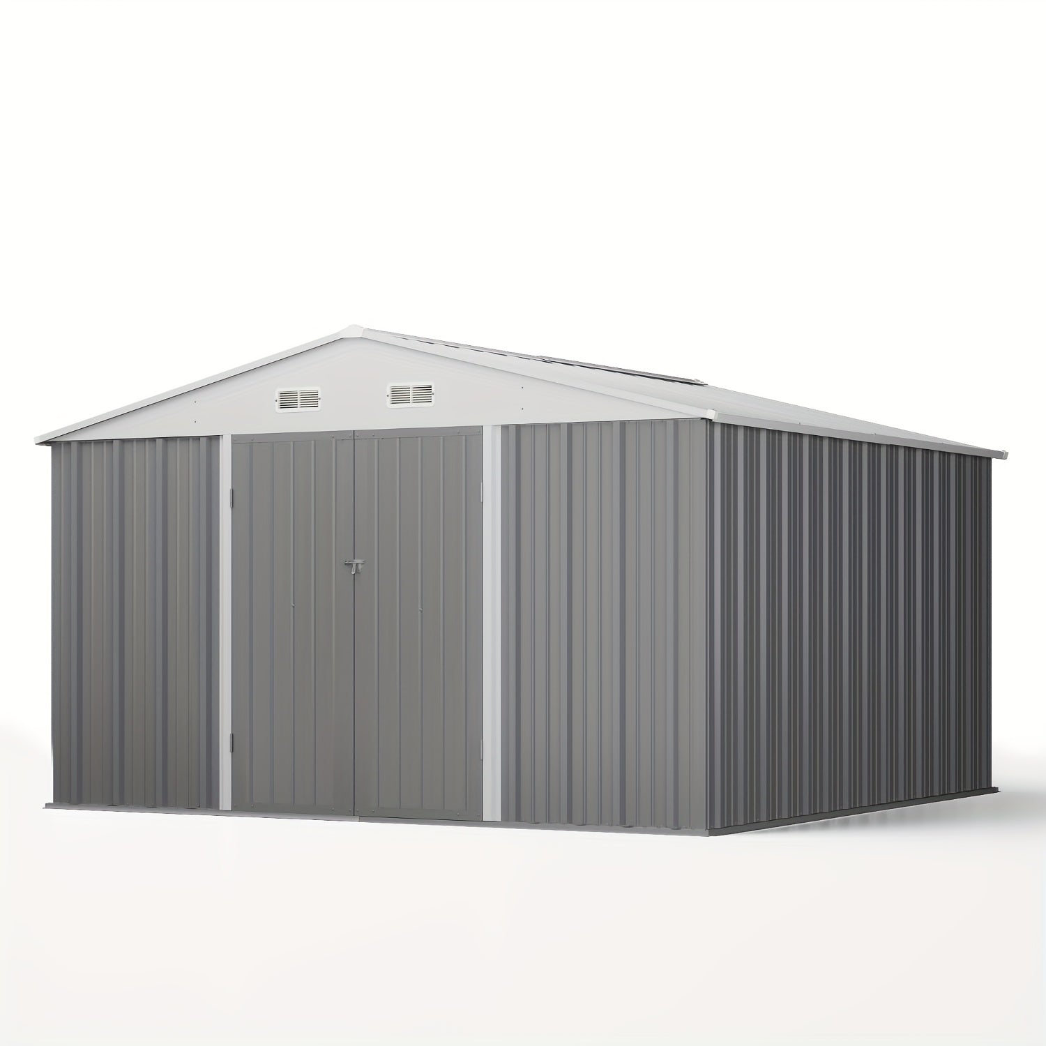 10 X 10ft Metal Storage Shed with Frame Floor and Goods Shelf