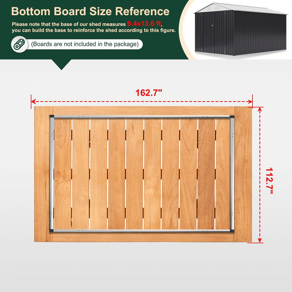 10 X 14 FT Outdoor Storage Shed, Metal Garden Shed Featuring an Updated Frame Structure