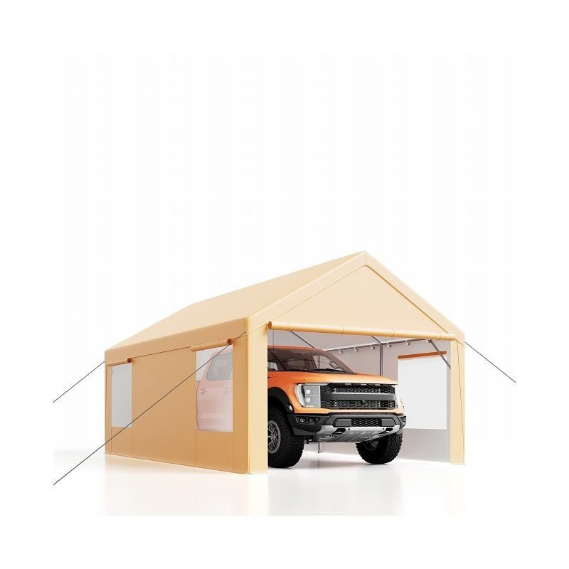 12x20 ft Heavy Duty Carport with Roll-up Windows, with Removable Sidewalls & Doors, All Season