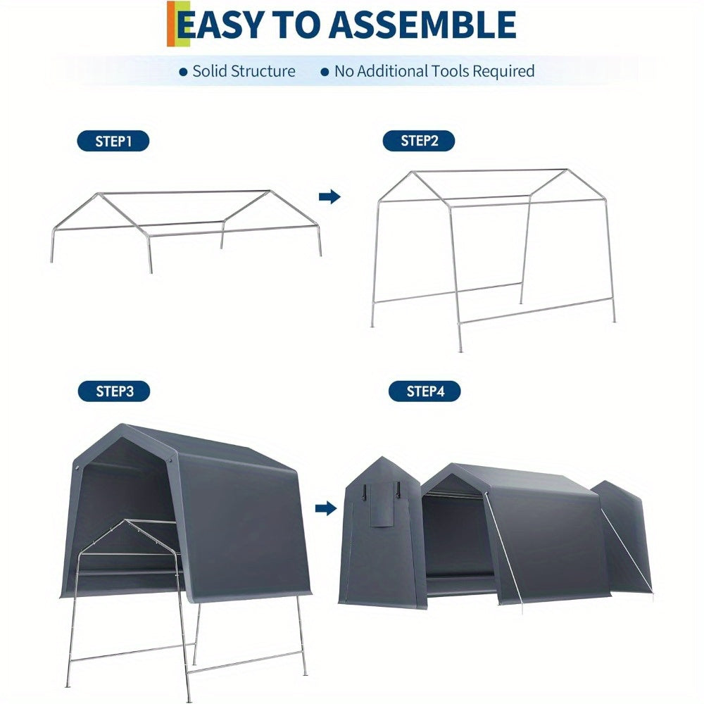 6x8ft Heavy-Duty High Quality Portable Outdoor Storage Shed with 2 Roll-Up Zipper Doors & Ventilation, UV-Resistant
