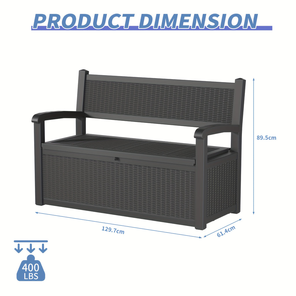 70 Gallon Heavy-Duty Resin Storage Bench Deck Box - All-Weather Outdoor Patio Furniture