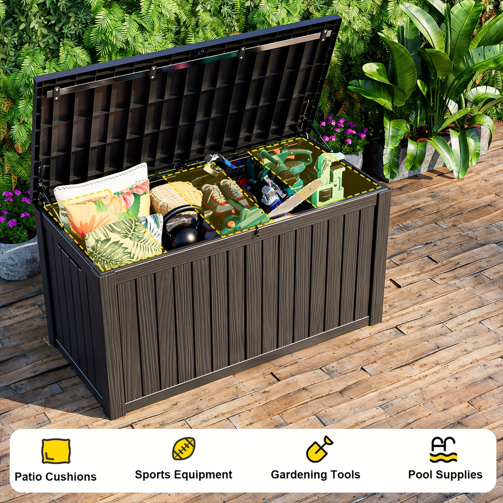 161Gallon Outdoor Storage Box, Resin Waterproof and UV Resistant